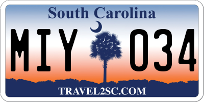 SC license plate MIY034