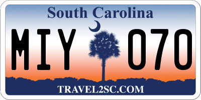SC license plate MIY070