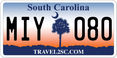 SC license plate MIY080