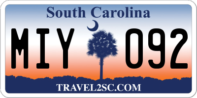 SC license plate MIY092