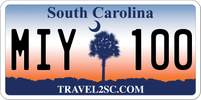 SC license plate MIY100