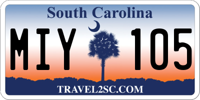 SC license plate MIY105