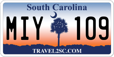 SC license plate MIY109