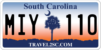 SC license plate MIY110