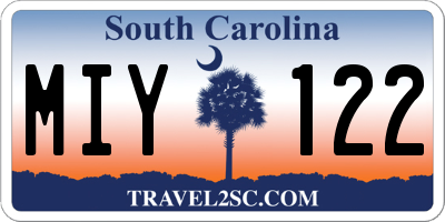 SC license plate MIY122