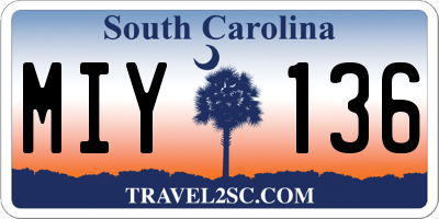 SC license plate MIY136