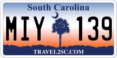 SC license plate MIY139