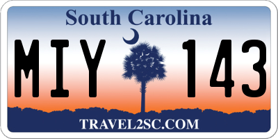 SC license plate MIY143