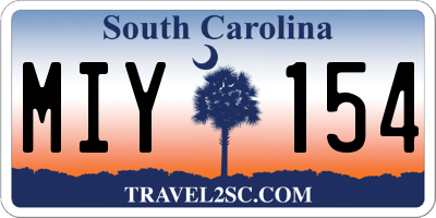 SC license plate MIY154