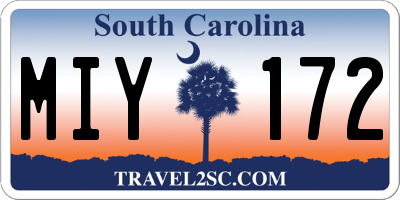 SC license plate MIY172