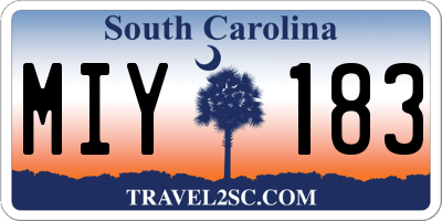 SC license plate MIY183