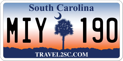 SC license plate MIY190