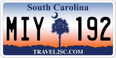 SC license plate MIY192