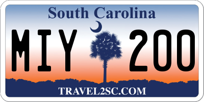 SC license plate MIY200