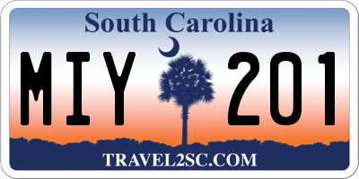SC license plate MIY201