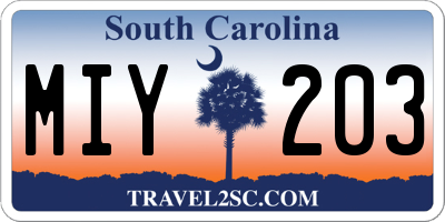 SC license plate MIY203