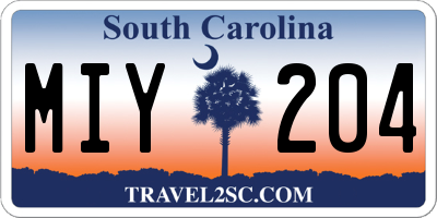 SC license plate MIY204