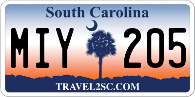SC license plate MIY205