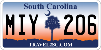 SC license plate MIY206