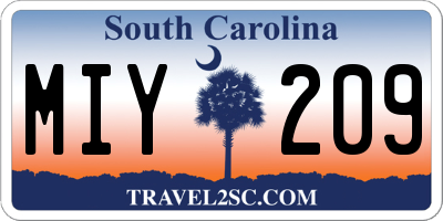 SC license plate MIY209