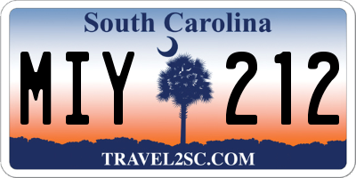 SC license plate MIY212