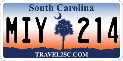 SC license plate MIY214
