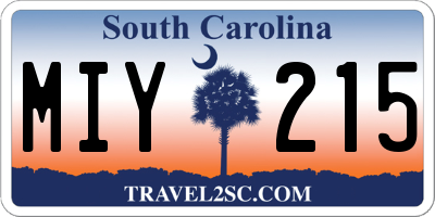 SC license plate MIY215