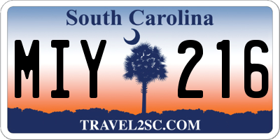 SC license plate MIY216
