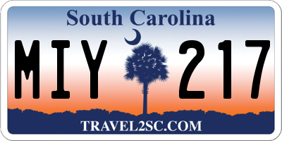 SC license plate MIY217