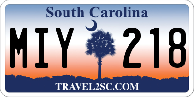 SC license plate MIY218