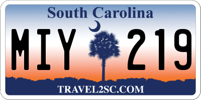 SC license plate MIY219