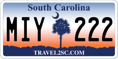 SC license plate MIY222