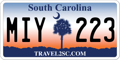 SC license plate MIY223