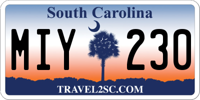 SC license plate MIY230