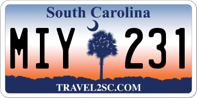 SC license plate MIY231