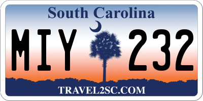 SC license plate MIY232