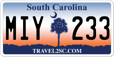 SC license plate MIY233