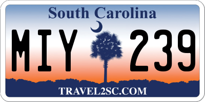 SC license plate MIY239