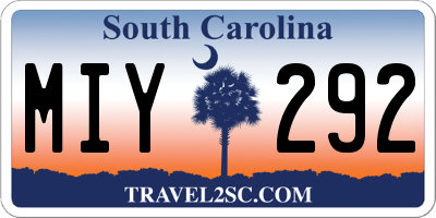SC license plate MIY292