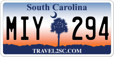 SC license plate MIY294
