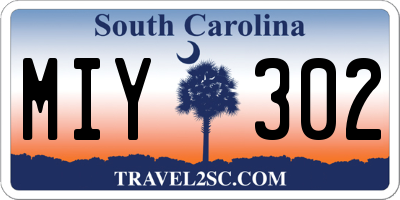 SC license plate MIY302