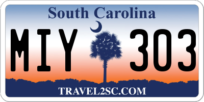 SC license plate MIY303