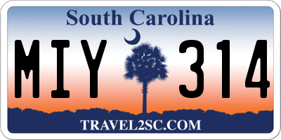 SC license plate MIY314