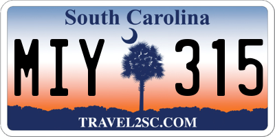 SC license plate MIY315