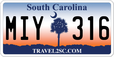 SC license plate MIY316