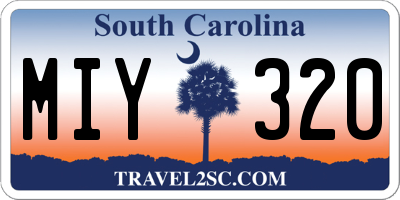 SC license plate MIY320