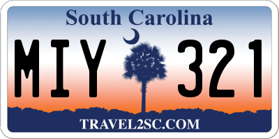 SC license plate MIY321