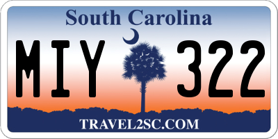 SC license plate MIY322