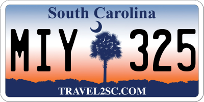 SC license plate MIY325