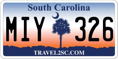 SC license plate MIY326